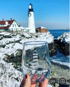 Maine Themed Etched Stemless Wine Glasses